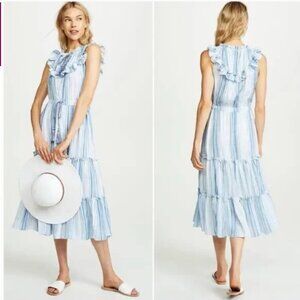 Misa Los Angeles Aleja Midi Dress blue white Size XS